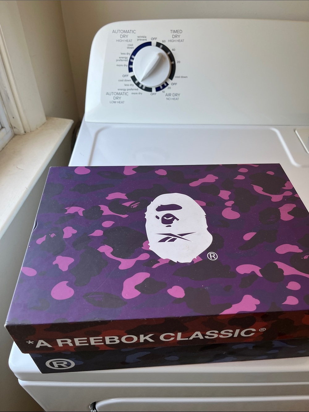 Reebok Purple and Black Camouflage Shoe Box